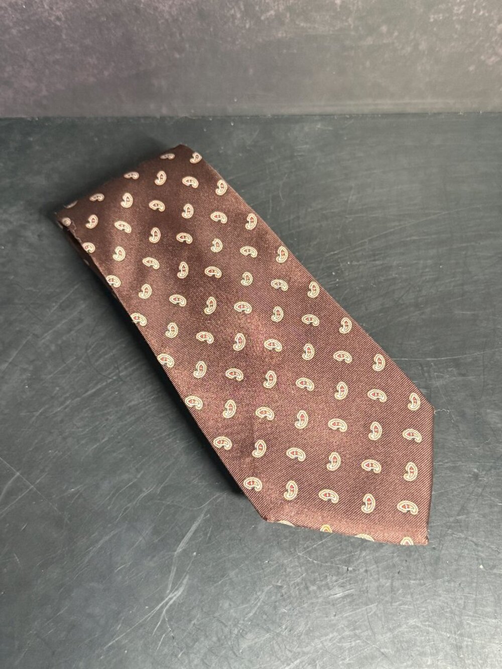 Christian Dior Cravates Silk Paisley Tie Brown